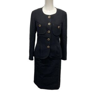 Chanel Skirt Suit Size 34 S Ladies - 20128 Black Collarless Wool